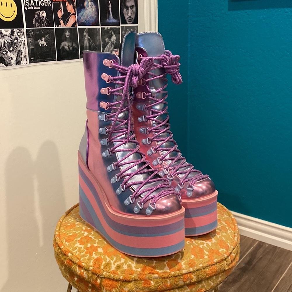Dolls Kill Sugar Thrillz Cotton Candy Boots